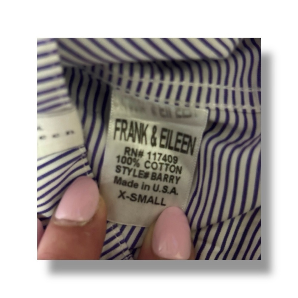 Frank & Eileen Women's Slim Fit Gray Striped Long Cuffed Sleeve Button Up Shirt - Picture 9 of 16